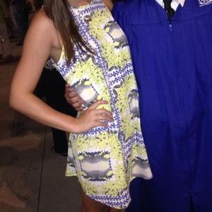 Blue and Yellow Sleeveless Dress